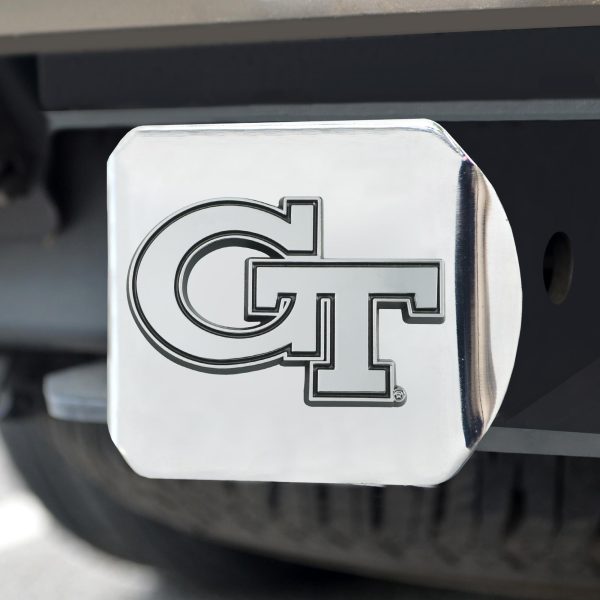 Georgia Tech Yellow Jackets Hitch Cover Chrome on Chrome 3.4 x4  Hot on Sale